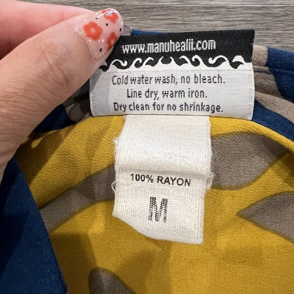 Manuhealii Hawaii Mens Medium Monstera Short Sleeve Pullover Aloha Shirt - Picture 4 of 6